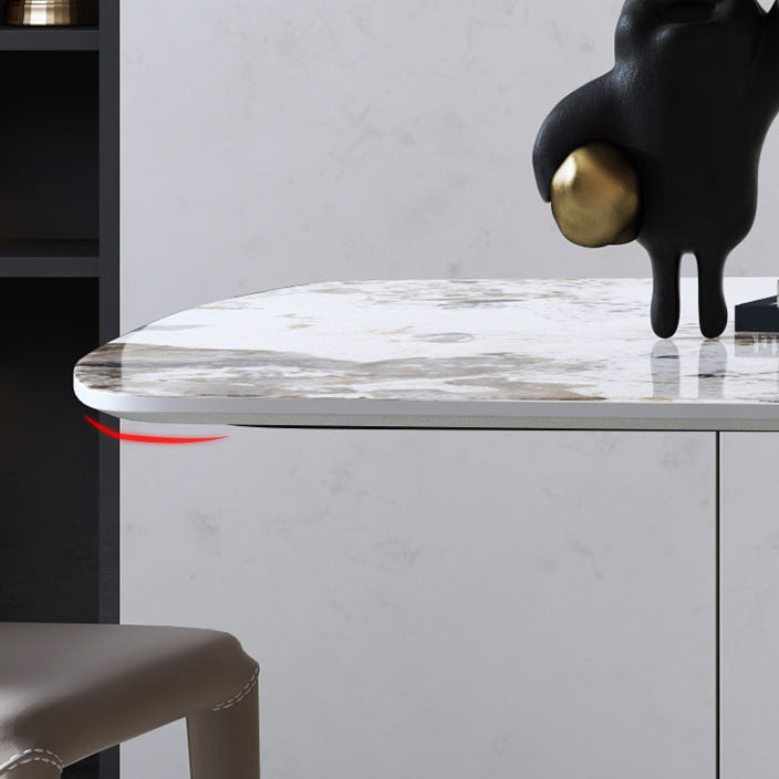 Rectangle Contemporary Dining Room Table White Sintered Stone Table with Pedestal Base Clearhalo ' dining_table' 'Dining Tables & Seating' 'Dining Tables' 'furn' 'furn_dining_table' 'Furniture' 'furniture_dining_table' 'Kitchen & Dining Furniture' 'kitchen&dining_furn' 'kitchen' 'kitchen_dining_table' 4196096