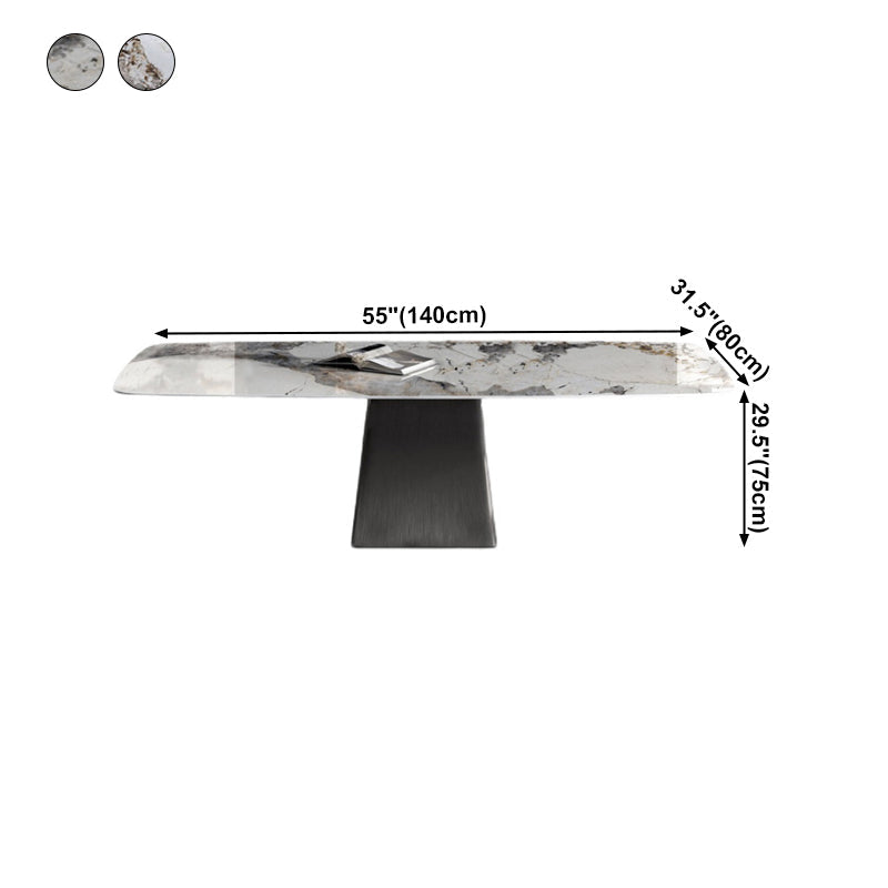 Rectangle Contemporary Dining Room Table White Sintered Stone Table with Pedestal Base Clearhalo ' dining_table' 'Dining Tables & Seating' 'Dining Tables' 'furn' 'furn_dining_table' 'Furniture' 'furniture_dining_table' 'Kitchen & Dining Furniture' 'kitchen&dining_furn' 'kitchen' 'kitchen_dining_table' 4196102