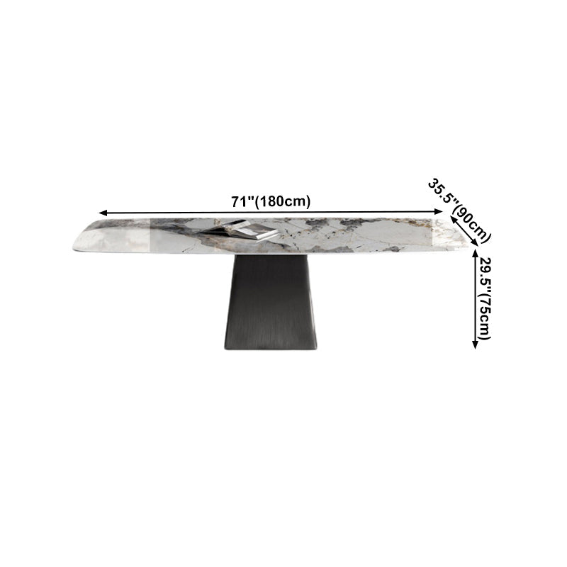 Rectangle Contemporary Dining Room Table White Sintered Stone Table with Pedestal Base Clearhalo ' dining_table' 'Dining Tables & Seating' 'Dining Tables' 'furn' 'furn_dining_table' 'Furniture' 'furniture_dining_table' 'Kitchen & Dining Furniture' 'kitchen&dining_furn' 'kitchen' 'kitchen_dining_table' 4196104