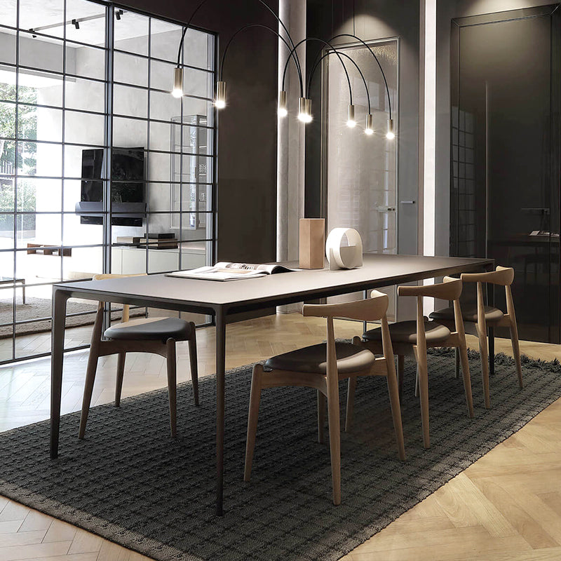 Sintered Stone Scratch Resistant Table Simplicity Style 4 Legs Base Rectangle Table Clearhalo ' dining_table' 'Dining Tables & Seating' 'Dining Tables' 'furn' 'furn_dining_table' 'Furniture' 'furniture_dining_table' 'Kitchen & Dining Furniture' 'kitchen&dining_furn' 'kitchen' 'kitchen_dining_table' 4196121