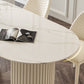 Oval Traditional Luxury Dining Table White Sintered Stone Table with White Double Pedestal Clearhalo ' dining_table' 'Dining Tables & Seating' 'Dining Tables' 'furn' 'furn_dining_table' 'Furniture' 'furniture_dining_table' 'Kitchen & Dining Furniture' 'kitchen&dining_furn' 'kitchen' 'kitchen_dining_table' 4196140