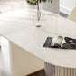 Oval Traditional Luxury Dining Table White Sintered Stone Table with White Double Pedestal Clearhalo ' dining_table' 'Dining Tables & Seating' 'Dining Tables' 'furn' 'furn_dining_table' 'Furniture' 'furniture_dining_table' 'Kitchen & Dining Furniture' 'kitchen&dining_furn' 'kitchen' 'kitchen_dining_table' 4196141