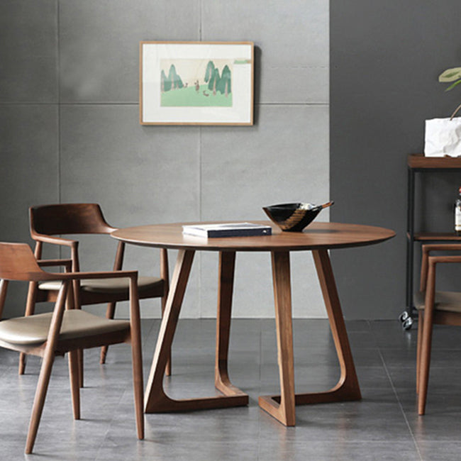 Round Solid Ashwood Brown Table Simplicity Double Pedestal Table for Dining Room Clearhalo ' dining_table' 'Dining Tables & Seating' 'Dining Tables' 'furn' 'furn_dining_table' 'Furniture' 'furniture_dining_table' 'Kitchen & Dining Furniture' 'kitchen&dining_furn' 'kitchen' 'kitchen_dining_table' 4196148