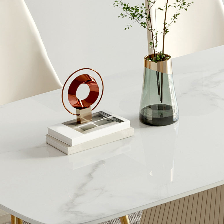 Traditional Luxury Dining Table White Rectangle Sintered Stone Table with Pedestal Base Clearhalo ' dining_table' 'Dining Tables & Seating' 'Dining Tables' 'furn' 'furn_dining_table' 'Furniture' 'furniture_dining_table' 'Kitchen & Dining Furniture' 'kitchen&dining_furn' 'kitchen' 'kitchen_dining_table' 4196171