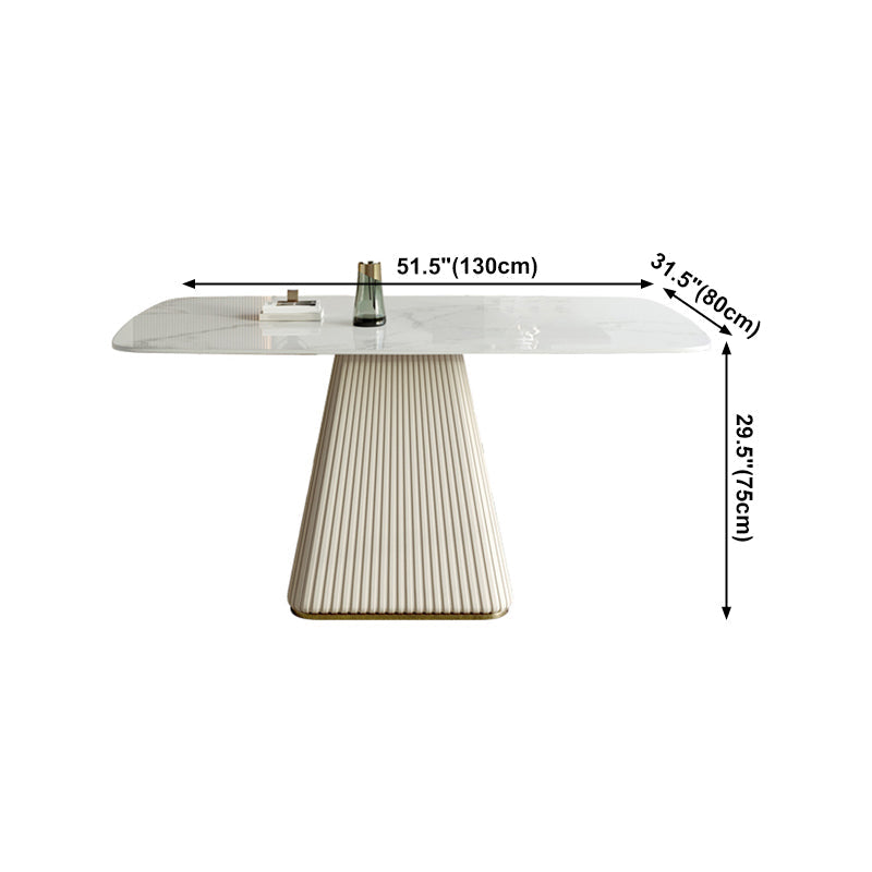 Traditional Luxury Dining Table White Rectangle Sintered Stone Table with Pedestal Base Clearhalo ' dining_table' 'Dining Tables & Seating' 'Dining Tables' 'furn' 'furn_dining_table' 'Furniture' 'furniture_dining_table' 'Kitchen & Dining Furniture' 'kitchen&dining_furn' 'kitchen' 'kitchen_dining_table' 4196175