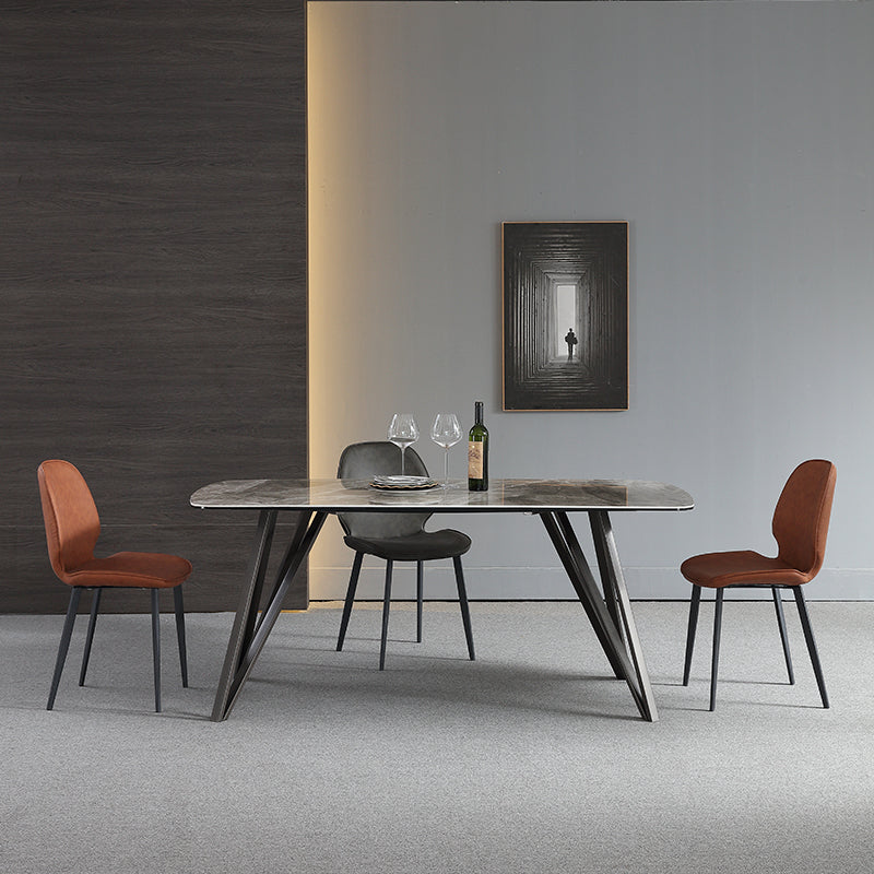 Modern Style Dining Table Sintered Stone Table with 4 Legs Carbon Steel Base Clearhalo ' dining_table' 'Dining Tables & Seating' 'Dining Tables' 'furn' 'furn_dining_table' 'Furniture' 'furniture_dining_table' 'Kitchen & Dining Furniture' 'kitchen&dining_furn' 'kitchen' 'kitchen_dining_table' 4196178