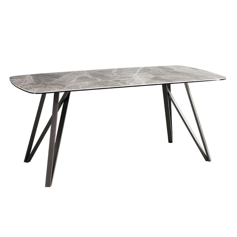 Modern Style Dining Table Sintered Stone Table with 4 Legs Carbon Steel Base Without Chairs Clearhalo ' dining_table' 'Dining Tables & Seating' 'Dining Tables' 'furn' 'furn_dining_table' 'Furniture' 'furniture_dining_table' 'Kitchen & Dining Furniture' 'kitchen&dining_furn' 'kitchen' 'kitchen_dining_table' 4196182