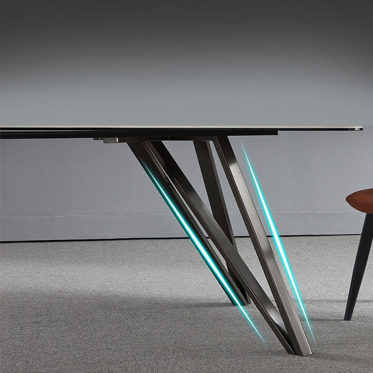 Modern Style Dining Table Sintered Stone Table with 4 Legs Carbon Steel Base Clearhalo ' dining_table' 'Dining Tables & Seating' 'Dining Tables' 'furn' 'furn_dining_table' 'Furniture' 'furniture_dining_table' 'Kitchen & Dining Furniture' 'kitchen&dining_furn' 'kitchen' 'kitchen_dining_table' 4196183