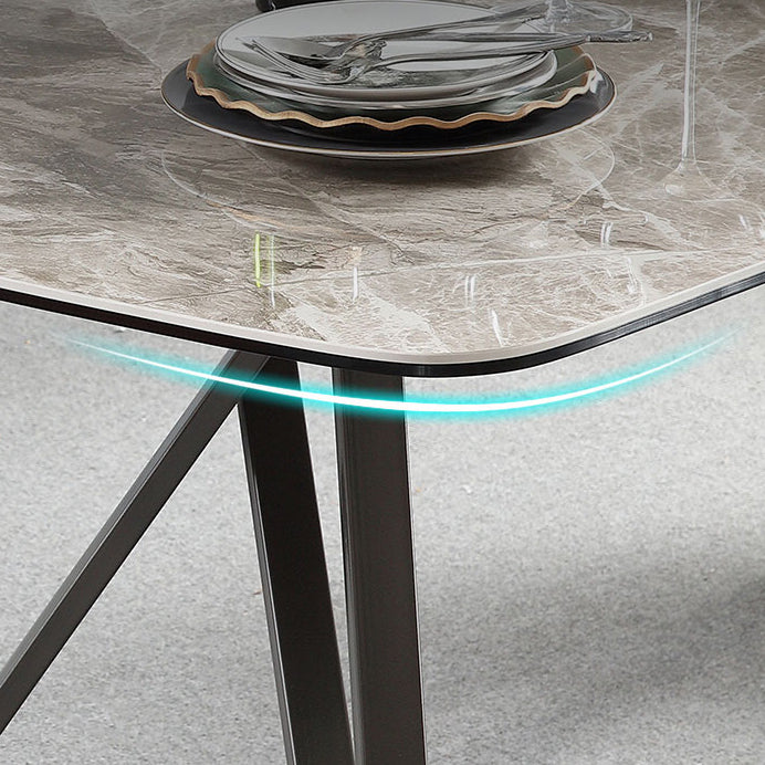 Modern Style Dining Table Sintered Stone Table with 4 Legs Carbon Steel Base Clearhalo ' dining_table' 'Dining Tables & Seating' 'Dining Tables' 'furn' 'furn_dining_table' 'Furniture' 'furniture_dining_table' 'Kitchen & Dining Furniture' 'kitchen&dining_furn' 'kitchen' 'kitchen_dining_table' 4196184