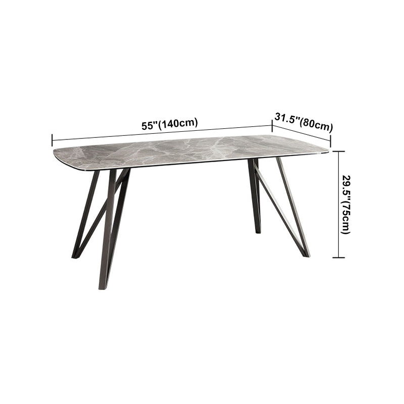 Modern Style Dining Table Sintered Stone Table with 4 Legs Carbon Steel Base Clearhalo ' dining_table' 'Dining Tables & Seating' 'Dining Tables' 'furn' 'furn_dining_table' 'Furniture' 'furniture_dining_table' 'Kitchen & Dining Furniture' 'kitchen&dining_furn' 'kitchen' 'kitchen_dining_table' 4196188
