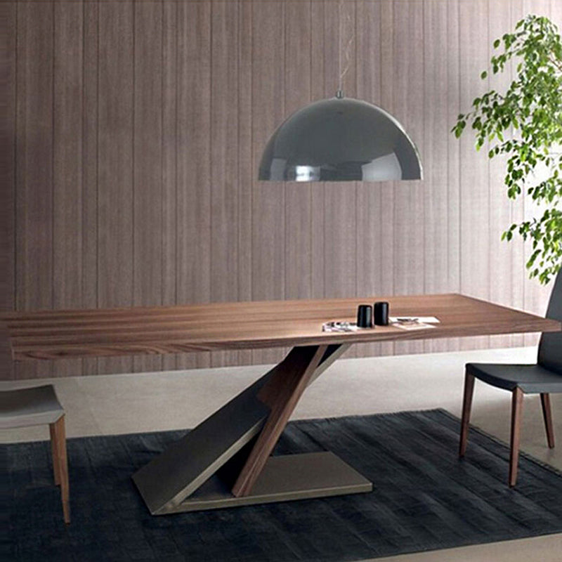 Rectangle Shape Industrial Dining Table Brown Tone Fixed Table with Solid Wood Clearhalo ' dining_table' 'Dining Tables & Seating' 'Dining Tables' 'furn' 'furn_dining_table' 'Furniture' 'furniture_dining_table' 'Kitchen & Dining Furniture' 'kitchen&dining_furn' 'kitchen' 'kitchen_dining_table' 4196230