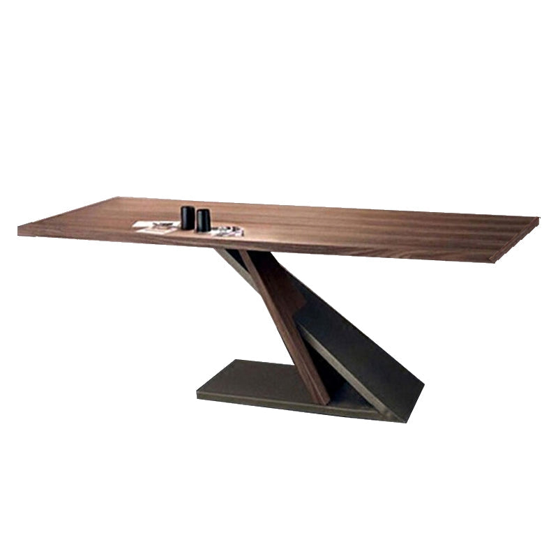 Rectangle Shape Industrial Dining Table Brown Tone Fixed Table with Solid Wood Without Chairs Clearhalo ' dining_table' 'Dining Tables & Seating' 'Dining Tables' 'furn' 'furn_dining_table' 'Furniture' 'furniture_dining_table' 'Kitchen & Dining Furniture' 'kitchen&dining_furn' 'kitchen' 'kitchen_dining_table' 4196233