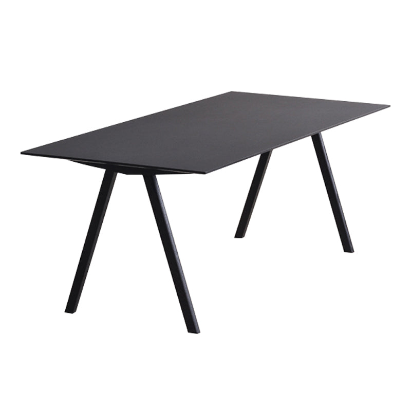 Rectangle Minimalist Dining Table Two-Color Fixed Table with Solid Wood Black Without Chairs Clearhalo ' dining_table' 'Dining Tables & Seating' 'Dining Tables' 'furn' 'furn_dining_table' 'Furniture' 'furniture_dining_table' 'Kitchen & Dining Furniture' 'kitchen&dining_furn' 'kitchen' 'kitchen_dining_table' 4196247