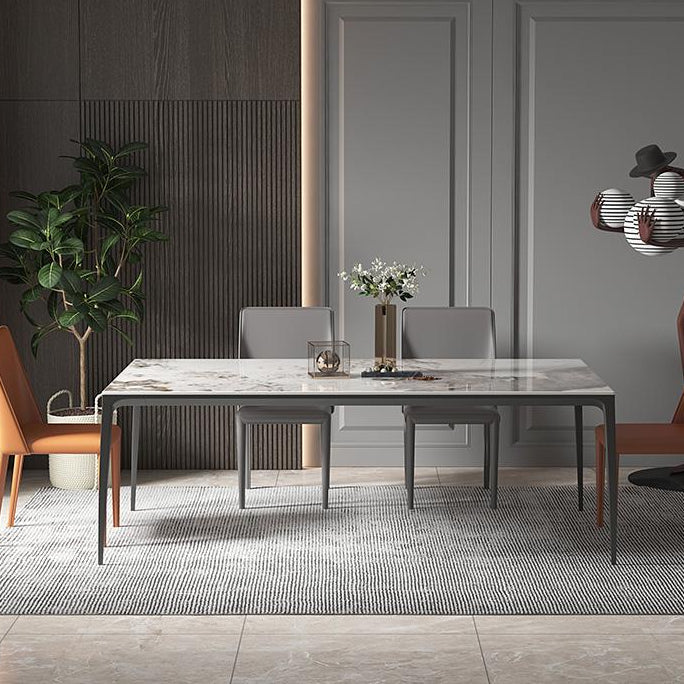 Sintered Stone Dining Table Contemporary Style 4 Legs Rectangle Table for Home Clearhalo ' dining_table' 'Dining Tables & Seating' 'Dining Tables' 'furn' 'furn_dining_table' 'Furniture' 'furniture_dining_table' 'Kitchen & Dining Furniture' 'kitchen&dining_furn' 'kitchen' 'kitchen_dining_table' 4196254