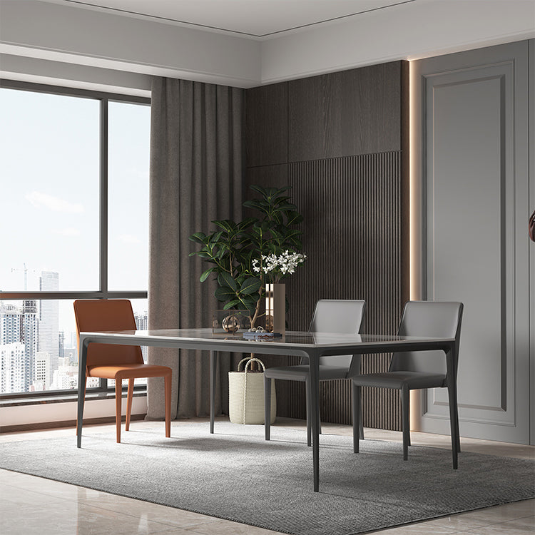 Sintered Stone Dining Table Contemporary Style 4 Legs Rectangle Table for Home Clearhalo ' dining_table' 'Dining Tables & Seating' 'Dining Tables' 'furn' 'furn_dining_table' 'Furniture' 'furniture_dining_table' 'Kitchen & Dining Furniture' 'kitchen&dining_furn' 'kitchen' 'kitchen_dining_table' 4196257