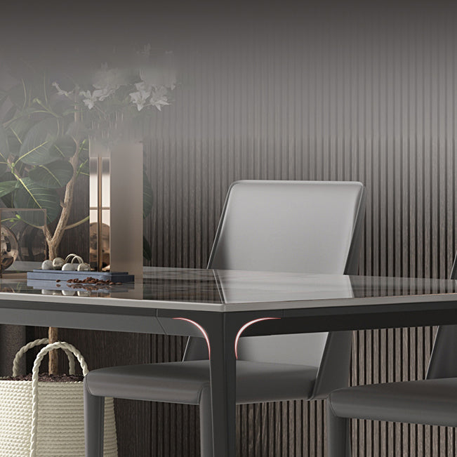 Sintered Stone Dining Table Contemporary Style 4 Legs Rectangle Table for Home Clearhalo ' dining_table' 'Dining Tables & Seating' 'Dining Tables' 'furn' 'furn_dining_table' 'Furniture' 'furniture_dining_table' 'Kitchen & Dining Furniture' 'kitchen&dining_furn' 'kitchen' 'kitchen_dining_table' 4196259