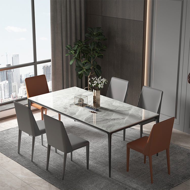 Sintered Stone Dining Table Contemporary Style 4 Legs Rectangle Table for Home Gray Without Chairs Clearhalo ' dining_table' 'Dining Tables & Seating' 'Dining Tables' 'furn' 'furn_dining_table' 'Furniture' 'furniture_dining_table' 'Kitchen & Dining Furniture' 'kitchen&dining_furn' 'kitchen' 'kitchen_dining_table' 4196262