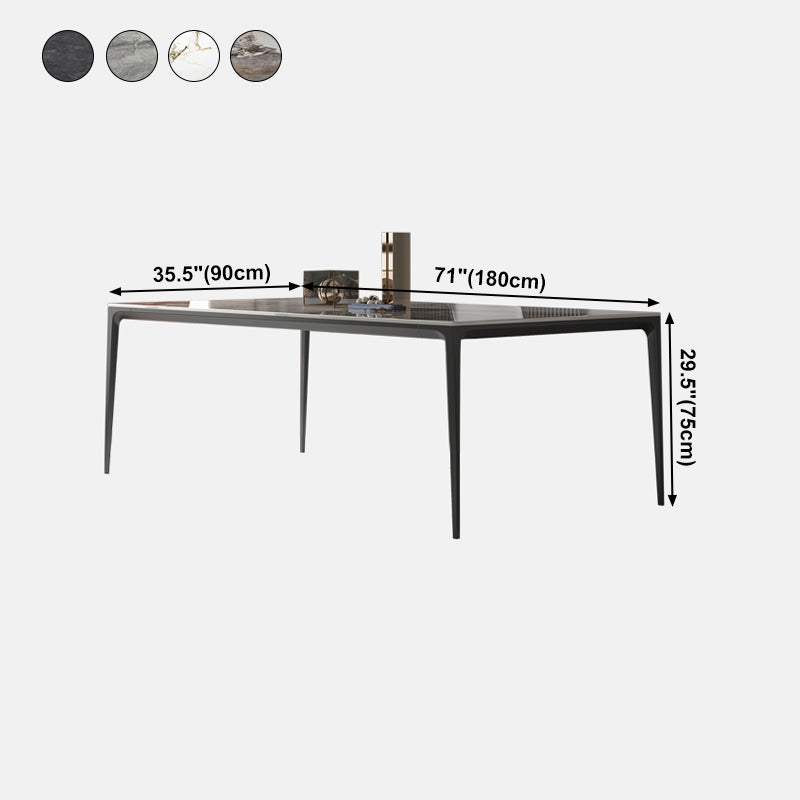 Sintered Stone Dining Table Contemporary Style 4 Legs Rectangle Table for Home Clearhalo ' dining_table' 'Dining Tables & Seating' 'Dining Tables' 'furn' 'furn_dining_table' 'Furniture' 'furniture_dining_table' 'Kitchen & Dining Furniture' 'kitchen&dining_furn' 'kitchen' 'kitchen_dining_table' 4196267