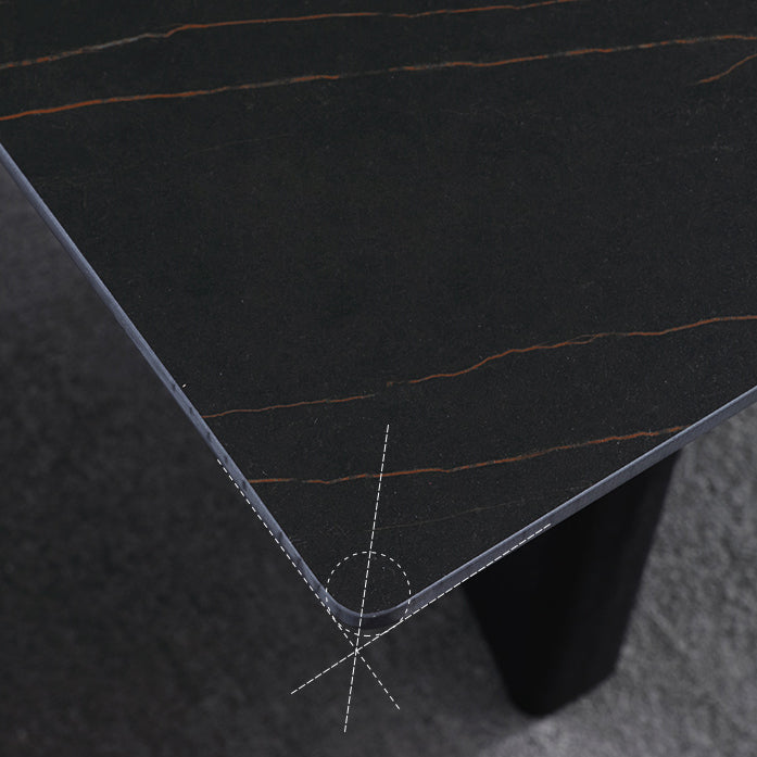 Industrial Sintered Stone Table for Restaurant Rectangle Dining Table with Double Pedestal in Black Clearhalo ' dining_table' 'Dining Tables & Seating' 'Dining Tables' 'furn' 'furn_dining_table' 'Furniture' 'furniture_dining_table' 'Kitchen & Dining Furniture' 'kitchen&dining_furn' 'kitchen' 'kitchen_dining_table' 4196274