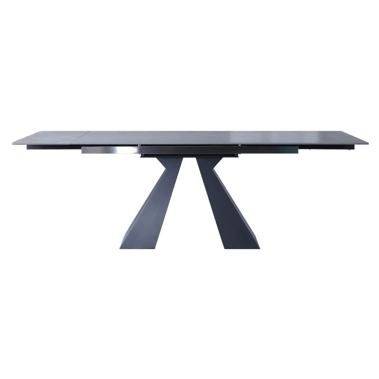 Extendable Industrial Sintered Stone Table Rectangle Dining Table with Double Pedestal Without Chairs Clearhalo ' dining_table' 'Dining Tables & Seating' 'Dining Tables' 'furn' 'furn_dining_table' 'Furniture' 'furniture_dining_table' 'Kitchen & Dining Furniture' 'kitchen&dining_furn' 'kitchen' 'kitchen_dining_table' 4196287