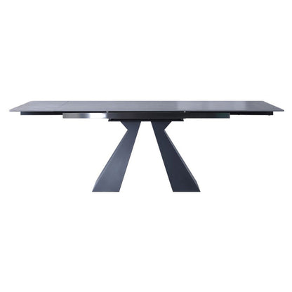 Extendable Industrial Sintered Stone Table Rectangle Dining Table with Double Pedestal Without Chairs Clearhalo ' dining_table' 'Dining Tables & Seating' 'Dining Tables' 'furn' 'furn_dining_table' 'Furniture' 'furniture_dining_table' 'Kitchen & Dining Furniture' 'kitchen&dining_furn' 'kitchen' 'kitchen_dining_table' 4196287