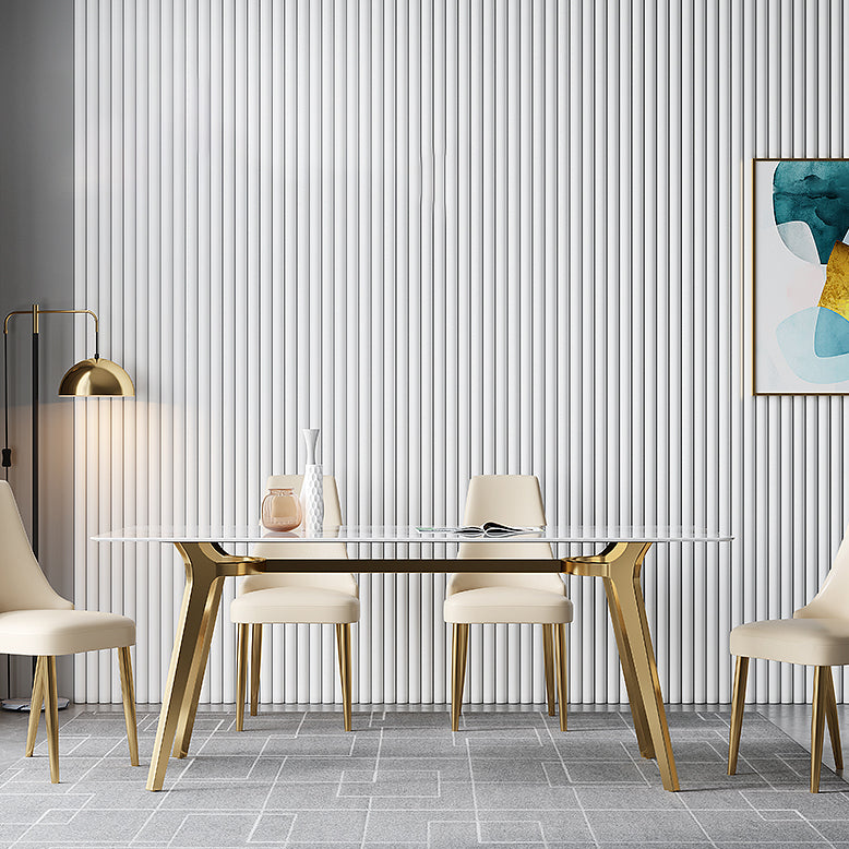 Luxury Sintered Stone Dining Table Rectangle Table with Metal Base and 4 Legs Clearhalo ' dining_table' 'Dining Tables & Seating' 'Dining Tables' 'furn' 'furn_dining_table' 'Furniture' 'furniture_dining_table' 'Kitchen & Dining Furniture' 'kitchen&dining_furn' 'kitchen' 'kitchen_dining_table' 4196301