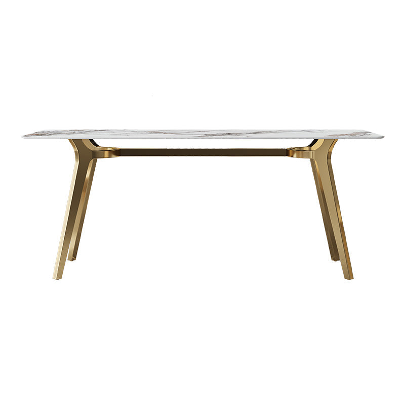 Luxury Sintered Stone Dining Table Rectangle Table with Metal Base and 4 Legs Without Chairs Clearhalo ' dining_table' 'Dining Tables & Seating' 'Dining Tables' 'furn' 'furn_dining_table' 'Furniture' 'furniture_dining_table' 'Kitchen & Dining Furniture' 'kitchen&dining_furn' 'kitchen' 'kitchen_dining_table' 4196303
