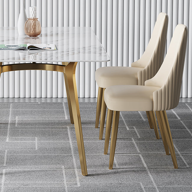 Luxury Sintered Stone Dining Table Rectangle Table with Metal Base and 4 Legs Clearhalo ' dining_table' 'Dining Tables & Seating' 'Dining Tables' 'furn' 'furn_dining_table' 'Furniture' 'furniture_dining_table' 'Kitchen & Dining Furniture' 'kitchen&dining_furn' 'kitchen' 'kitchen_dining_table' 4196304