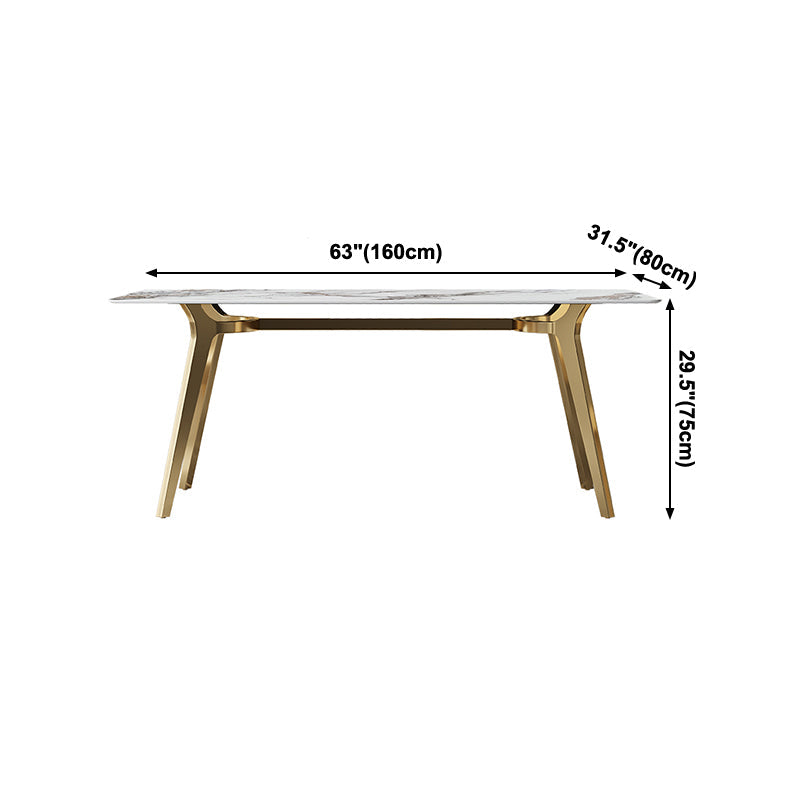 Luxury Sintered Stone Dining Table Rectangle Table with Metal Base and 4 Legs Clearhalo ' dining_table' 'Dining Tables & Seating' 'Dining Tables' 'furn' 'furn_dining_table' 'Furniture' 'furniture_dining_table' 'Kitchen & Dining Furniture' 'kitchen&dining_furn' 'kitchen' 'kitchen_dining_table' 4196314