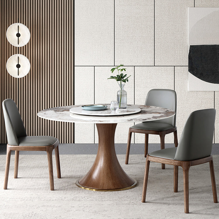 Modern Sintered Stone Dining Table Round Table with Wooden Pedestal for Restaurant Clearhalo ' dining_table' 'Dining Tables & Seating' 'Dining Tables' 'furn' 'furn_dining_table' 'Furniture' 'furniture_dining_table' 'Kitchen & Dining Furniture' 'kitchen&dining_furn' 'kitchen' 'kitchen_dining_table' 4196315