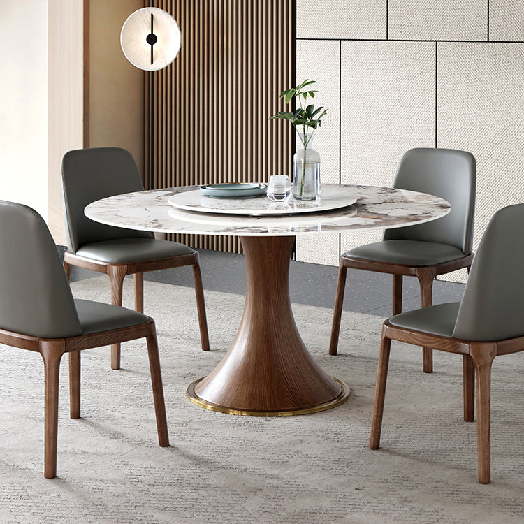 Modern Sintered Stone Dining Table Round Table with Wooden Pedestal for Restaurant Clearhalo ' dining_table' 'Dining Tables & Seating' 'Dining Tables' 'furn' 'furn_dining_table' 'Furniture' 'furniture_dining_table' 'Kitchen & Dining Furniture' 'kitchen&dining_furn' 'kitchen' 'kitchen_dining_table' 4196316