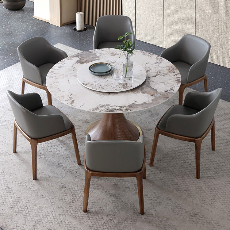 Modern Sintered Stone Dining Table Round Table with Wooden Pedestal for Restaurant Clearhalo ' dining_table' 'Dining Tables & Seating' 'Dining Tables' 'furn' 'furn_dining_table' 'Furniture' 'furniture_dining_table' 'Kitchen & Dining Furniture' 'kitchen&dining_furn' 'kitchen' 'kitchen_dining_table' 4196317