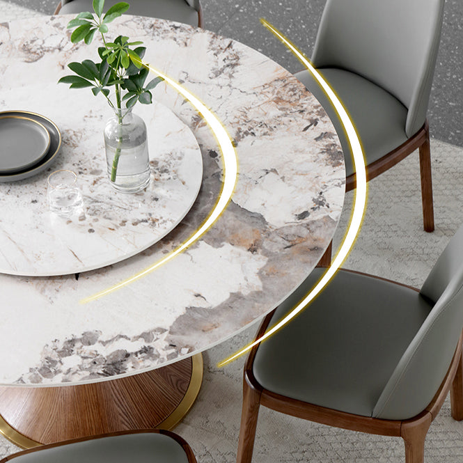 Modern Sintered Stone Dining Table Round Table with Wooden Pedestal for Restaurant Clearhalo ' dining_table' 'Dining Tables & Seating' 'Dining Tables' 'furn' 'furn_dining_table' 'Furniture' 'furniture_dining_table' 'Kitchen & Dining Furniture' 'kitchen&dining_furn' 'kitchen' 'kitchen_dining_table' 4196318