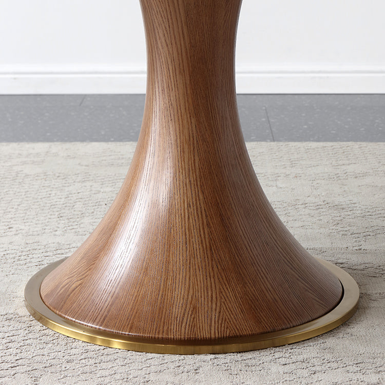 Modern Sintered Stone Dining Table Round Table with Wooden Pedestal for Restaurant Clearhalo ' dining_table' 'Dining Tables & Seating' 'Dining Tables' 'furn' 'furn_dining_table' 'Furniture' 'furniture_dining_table' 'Kitchen & Dining Furniture' 'kitchen&dining_furn' 'kitchen' 'kitchen_dining_table' 4196321