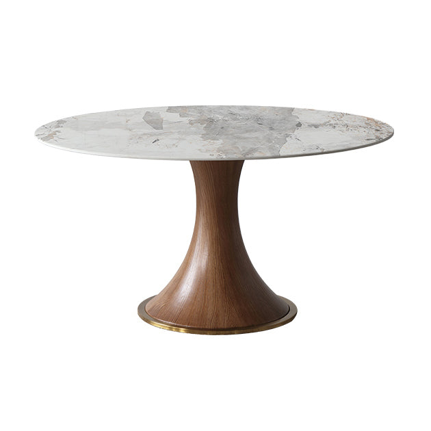Modern Sintered Stone Dining Table Round Table with Wooden Pedestal for Restaurant Fixed Table Without Chairs Clearhalo ' dining_table' 'Dining Tables & Seating' 'Dining Tables' 'furn' 'furn_dining_table' 'Furniture' 'furniture_dining_table' 'Kitchen & Dining Furniture' 'kitchen&dining_furn' 'kitchen' 'kitchen_dining_table' 4196324