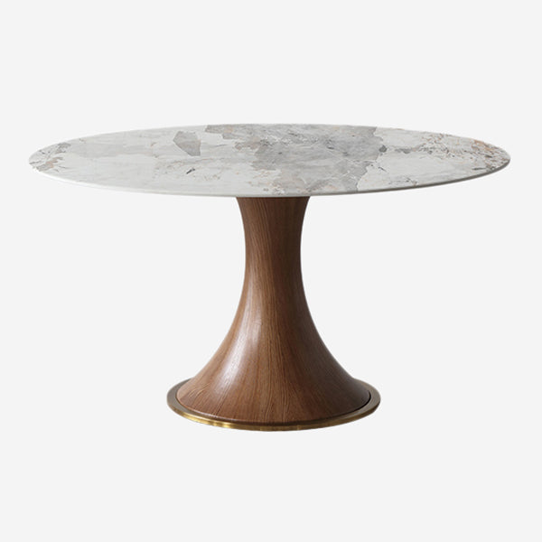 Modern Sintered Stone Dining Table Round Table with Wooden Pedestal for Restaurant Clearhalo ' dining_table' 'Dining Tables & Seating' 'Dining Tables' 'furn' 'furn_dining_table' 'Furniture' 'furniture_dining_table' 'Kitchen & Dining Furniture' 'kitchen&dining_furn' 'kitchen' 'kitchen_dining_table' 4196325