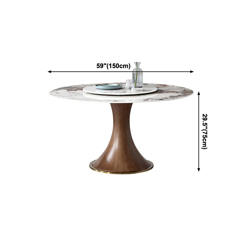 Modern Sintered Stone Dining Table Round Table with Wooden Pedestal for Restaurant Clearhalo ' dining_table' 'Dining Tables & Seating' 'Dining Tables' 'furn' 'furn_dining_table' 'Furniture' 'furniture_dining_table' 'Kitchen & Dining Furniture' 'kitchen&dining_furn' 'kitchen' 'kitchen_dining_table' 4196331