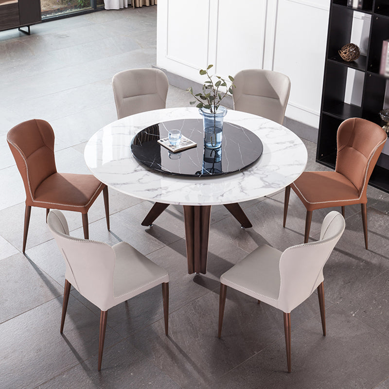 Minimalist Round Shape Standard Table Marble Kitchen Dining Table Clearhalo ' dining_table' 'Dining Tables & Seating' 'Dining Tables' 'furn' 'furn_dining_table' 'Furniture' 'furniture_dining_table' 'Kitchen & Dining Furniture' 'kitchen&dining_furn' 'kitchen' 'kitchen_dining_table' 4196363