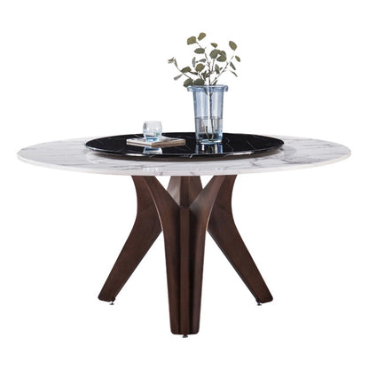 Minimalist Round Shape Standard Table Marble Kitchen Dining Table Black White Without Chairs Clearhalo ' dining_table' 'Dining Tables & Seating' 'Dining Tables' 'furn' 'furn_dining_table' 'Furniture' 'furniture_dining_table' 'Kitchen & Dining Furniture' 'kitchen&dining_furn' 'kitchen' 'kitchen_dining_table' 4196367