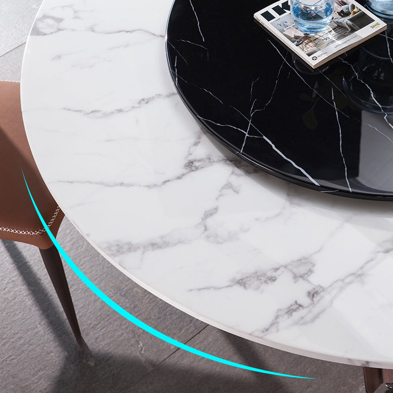 Minimalist Round Shape Standard Table Marble Kitchen Dining Table Clearhalo ' dining_table' 'Dining Tables & Seating' 'Dining Tables' 'furn' 'furn_dining_table' 'Furniture' 'furniture_dining_table' 'Kitchen & Dining Furniture' 'kitchen&dining_furn' 'kitchen' 'kitchen_dining_table' 4196369