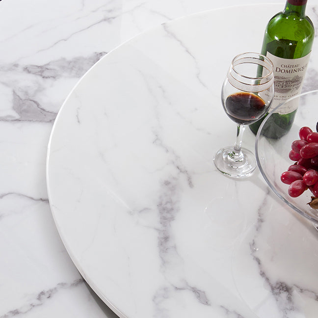 Minimalist Round Shape Standard Table Marble Kitchen Dining Table Clearhalo ' dining_table' 'Dining Tables & Seating' 'Dining Tables' 'furn' 'furn_dining_table' 'Furniture' 'furniture_dining_table' 'Kitchen & Dining Furniture' 'kitchen&dining_furn' 'kitchen' 'kitchen_dining_table' 4196370