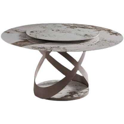 Sintered Stone Table for Restaurant Modern Round Table with Metal Pedestal Without Chairs Clearhalo ' dining_table' 'Dining Tables & Seating' 'Dining Tables' 'furn' 'furn_dining_table' 'Furniture' 'furniture_dining_table' 'Kitchen & Dining Furniture' 'kitchen&dining_furn' 'kitchen' 'kitchen_dining_table' 4196378