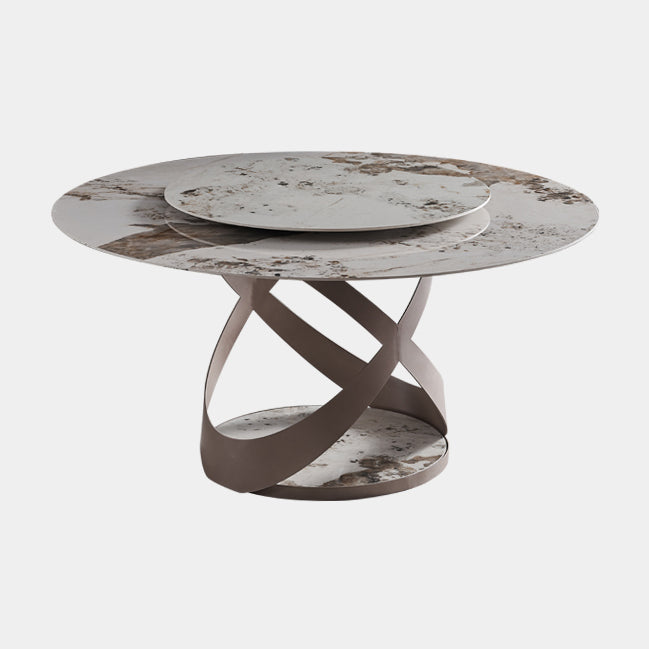 Sintered Stone Table for Restaurant Modern Round Table with Metal Pedestal Clearhalo ' dining_table' 'Dining Tables & Seating' 'Dining Tables' 'furn' 'furn_dining_table' 'Furniture' 'furniture_dining_table' 'Kitchen & Dining Furniture' 'kitchen&dining_furn' 'kitchen' 'kitchen_dining_table' 4196383