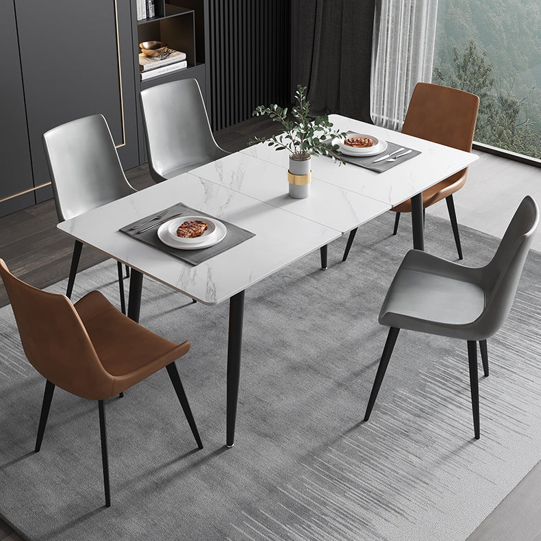 63''L Industrial Sintered Stone Table Extendable Rectangle Dining Table for Kitchen Clearhalo ' dining_table' 'Dining Tables & Seating' 'Dining Tables' 'furn' 'furn_dining_table' 'Furniture' 'furniture_dining_table' 'Kitchen & Dining Furniture' 'kitchen&dining_furn' 'kitchen' 'kitchen_dining_table' 4196402