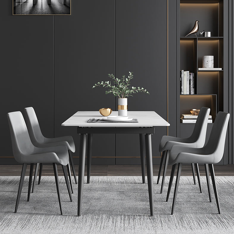 63''L Industrial Sintered Stone Table Extendable Rectangle Dining Table for Kitchen Clearhalo ' dining_table' 'Dining Tables & Seating' 'Dining Tables' 'furn' 'furn_dining_table' 'Furniture' 'furniture_dining_table' 'Kitchen & Dining Furniture' 'kitchen&dining_furn' 'kitchen' 'kitchen_dining_table' 4196403