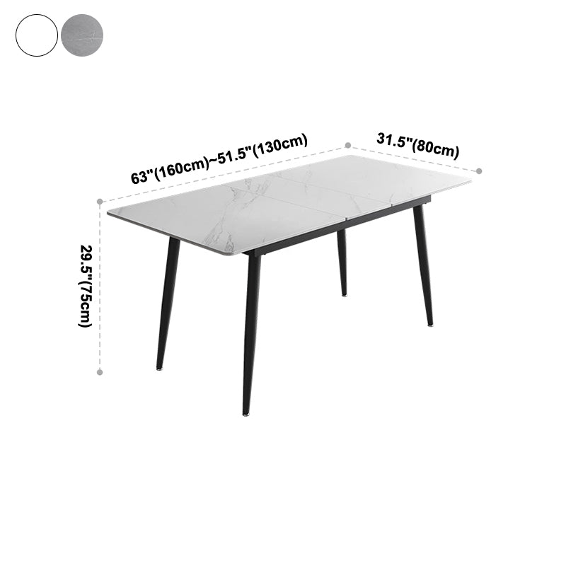 63''L Industrial Sintered Stone Table Extendable Rectangle Dining Table for Kitchen Clearhalo ' dining_table' 'Dining Tables & Seating' 'Dining Tables' 'furn' 'furn_dining_table' 'Furniture' 'furniture_dining_table' 'Kitchen & Dining Furniture' 'kitchen&dining_furn' 'kitchen' 'kitchen_dining_table' 4196412