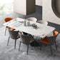 Industrial Sintered Stone Dining Table Single Pedestal Base Rectangle Table for Home Black White Without Chairs Clearhalo ' dining_table' 'Dining Tables & Seating' 'Dining Tables' 'furn' 'furn_dining_table' 'Furniture' 'furniture_dining_table' 'Kitchen & Dining Furniture' 'kitchen&dining_furn' 'kitchen' 'kitchen_dining_table' 4196432