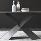 Industrial Sintered Stone Dining Table Single Pedestal Base Rectangle Table for Home Clearhalo ' dining_table' 'Dining Tables & Seating' 'Dining Tables' 'furn' 'furn_dining_table' 'Furniture' 'furniture_dining_table' 'Kitchen & Dining Furniture' 'kitchen&dining_furn' 'kitchen' 'kitchen_dining_table' 4196436
