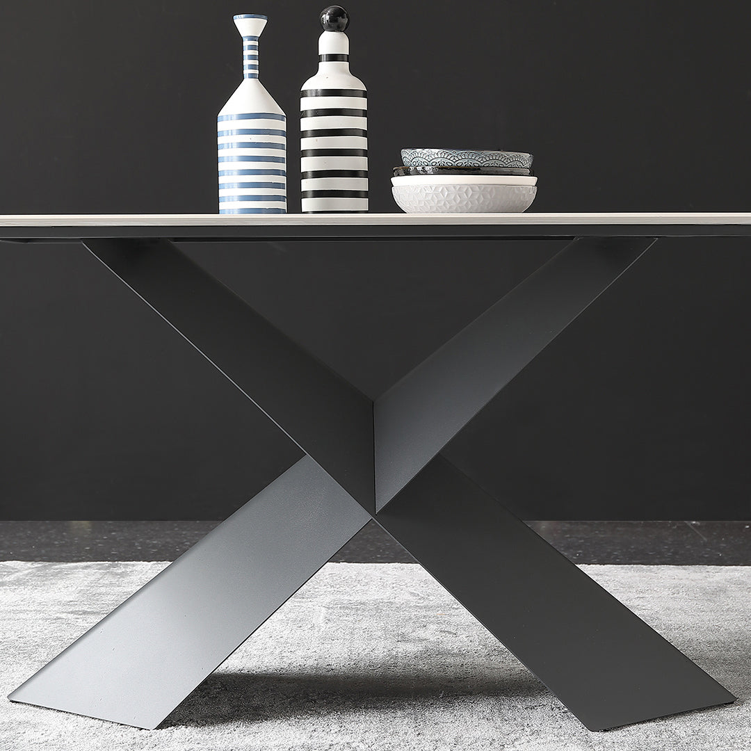 Industrial Sintered Stone Dining Table Single Pedestal Base Rectangle Table for Home Clearhalo ' dining_table' 'Dining Tables & Seating' 'Dining Tables' 'furn' 'furn_dining_table' 'Furniture' 'furniture_dining_table' 'Kitchen & Dining Furniture' 'kitchen&dining_furn' 'kitchen' 'kitchen_dining_table' 4196436