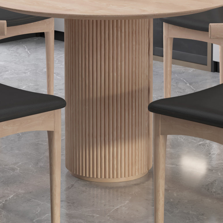 Round Pedestal Modern Dining Table Wood Color Fixed Table of Solid Wood Clearhalo ' dining_table' 'Dining Tables & Seating' 'Dining Tables' 'furn' 'furn_dining_table' 'Furniture' 'furniture_dining_table' 'Kitchen & Dining Furniture' 'kitchen&dining_furn' 'kitchen' 'kitchen_dining_table' 4196446
